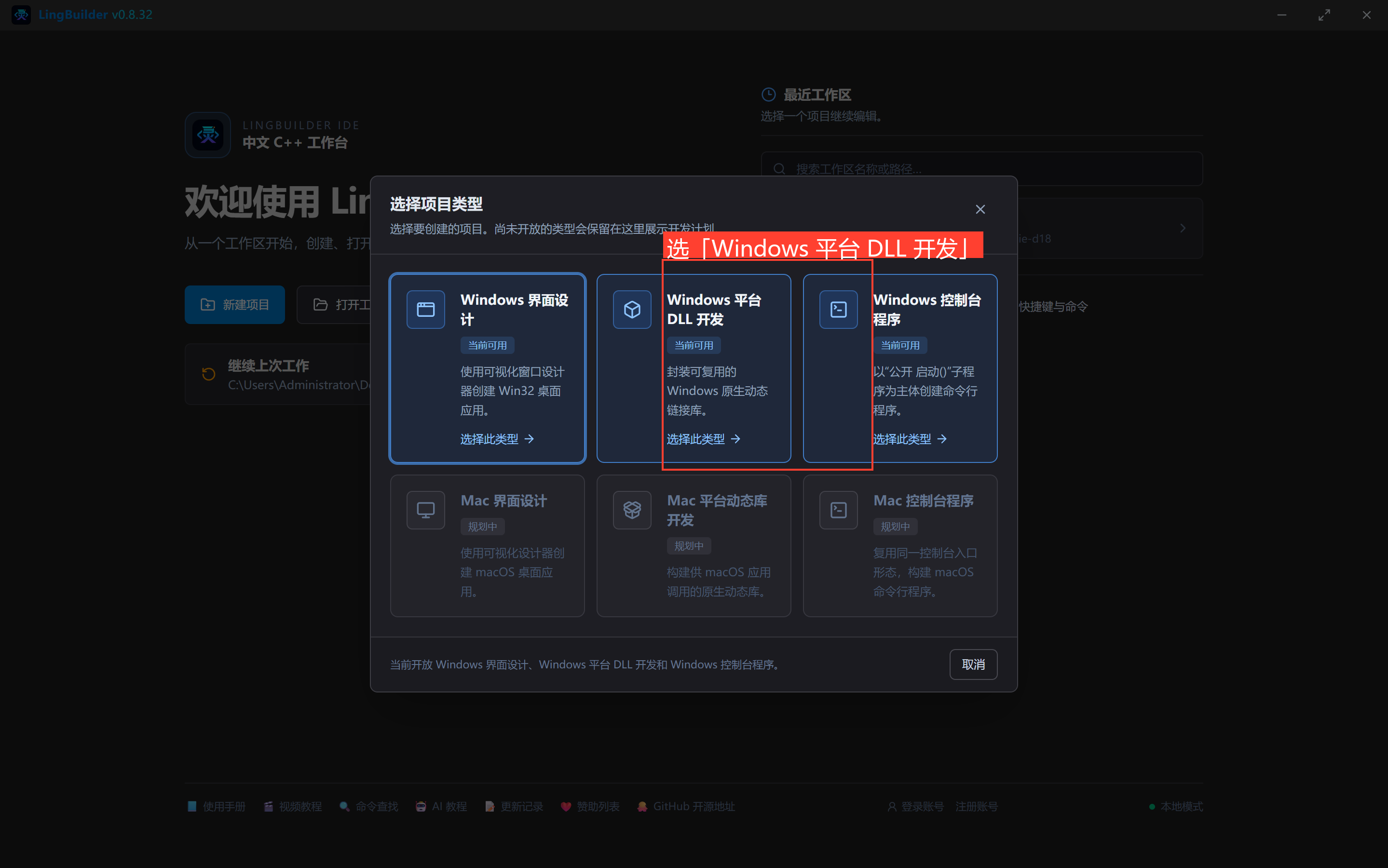 选择DLL类型