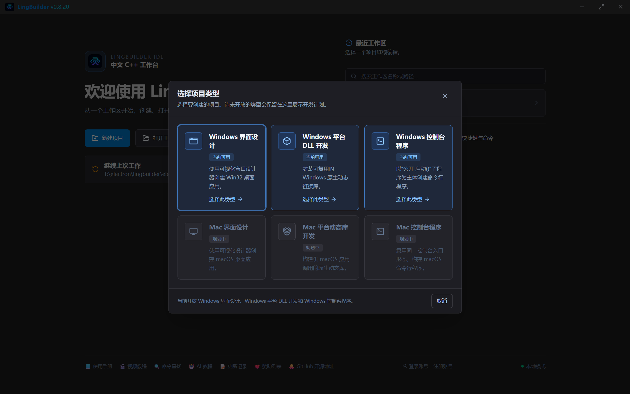 选择项目类型