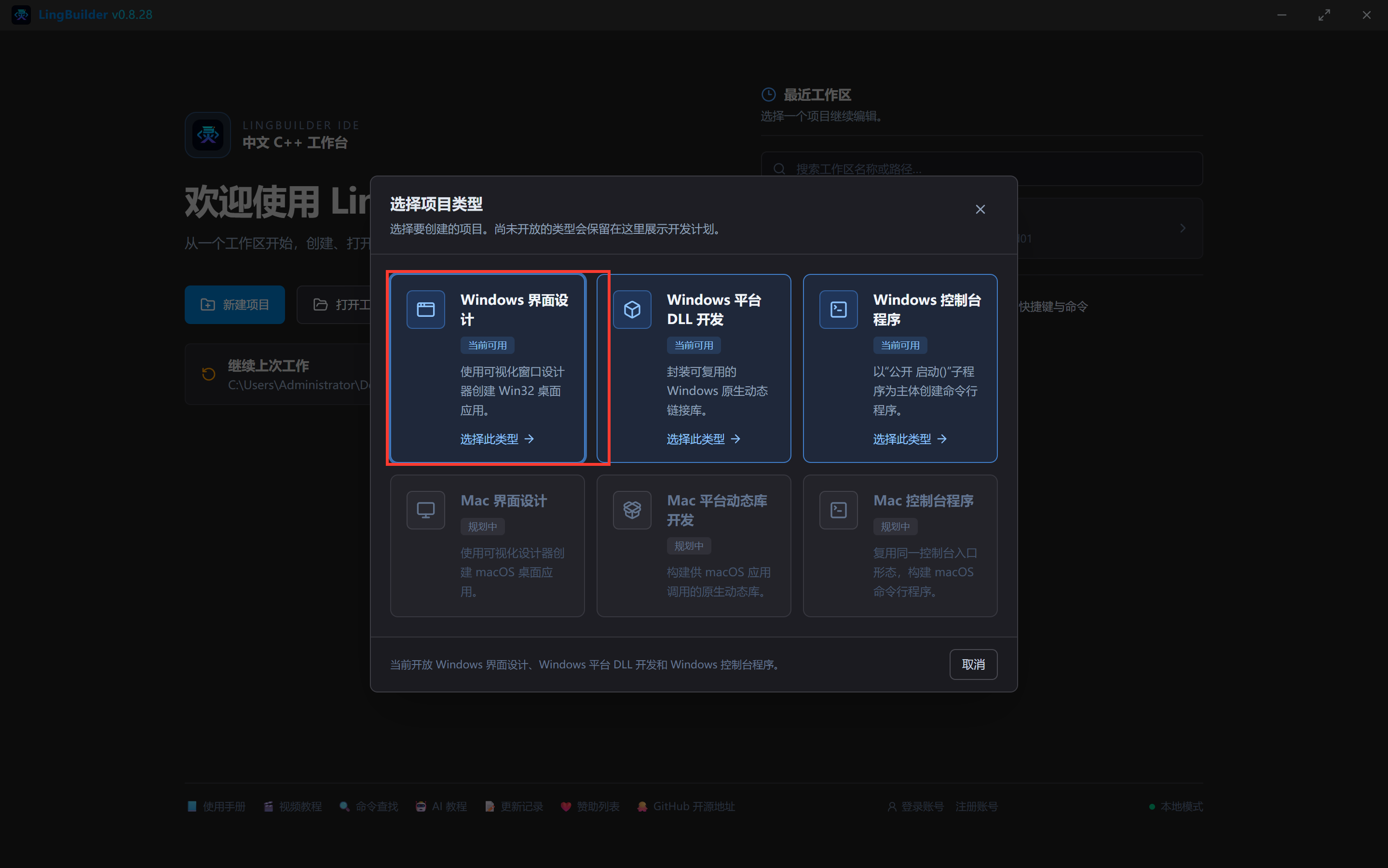 选择项目类型