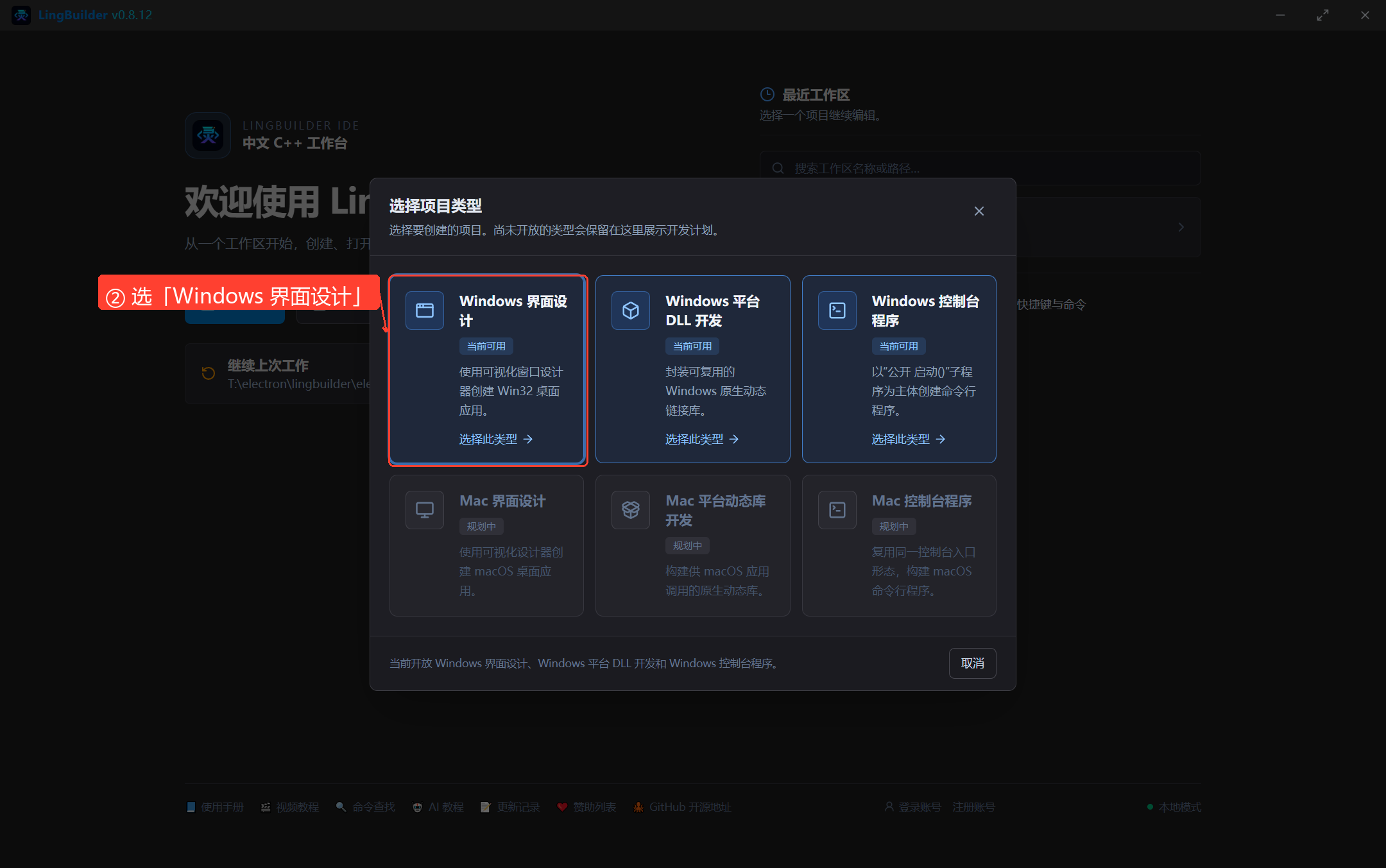 选择项目类型