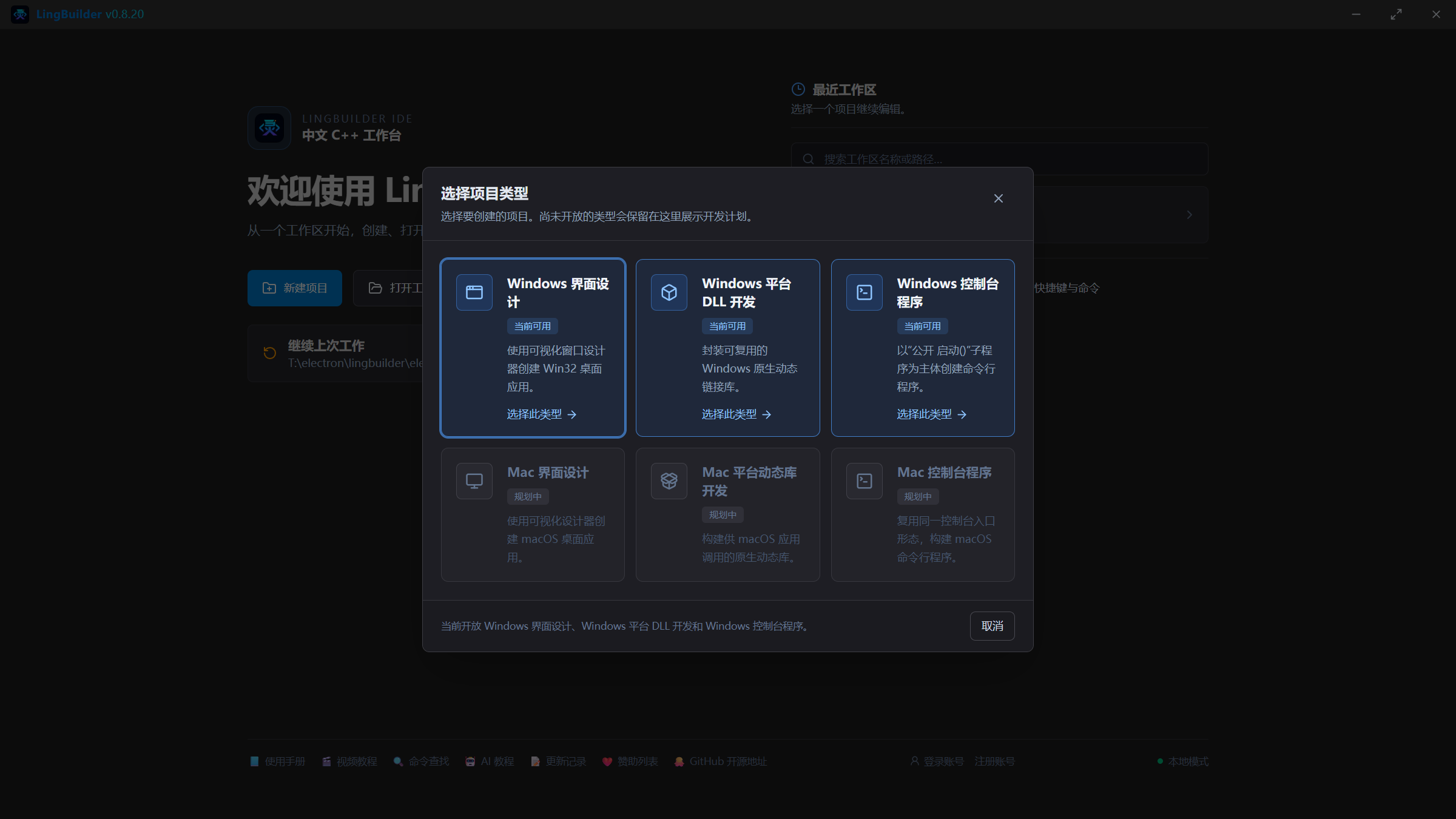 选择项目类型
