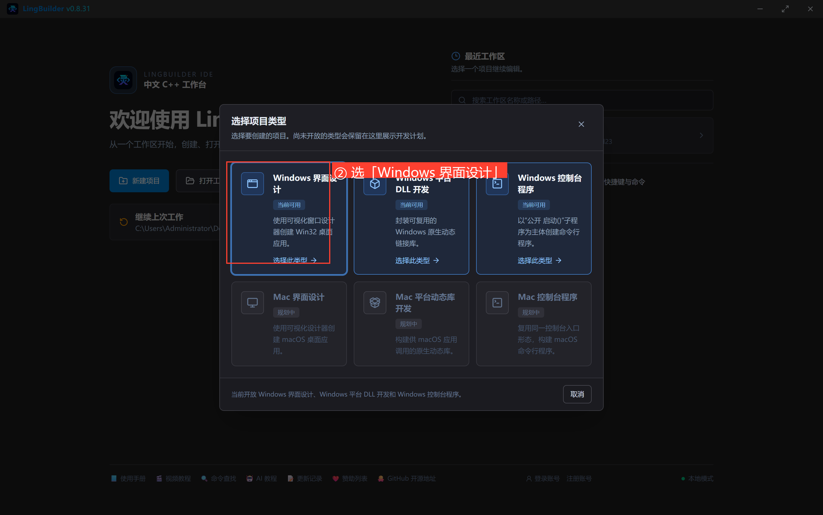 选择项目类型