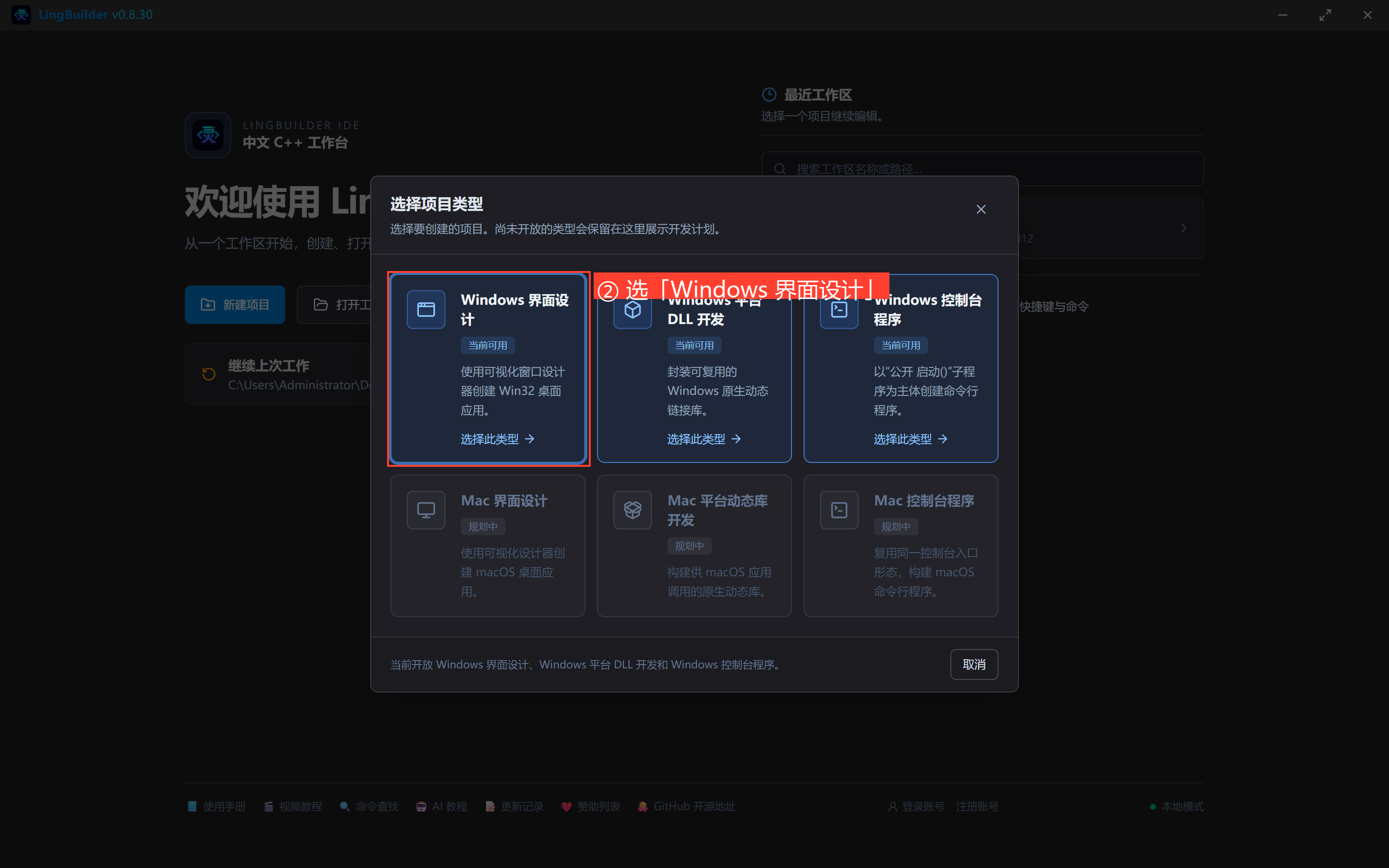 选择项目类型