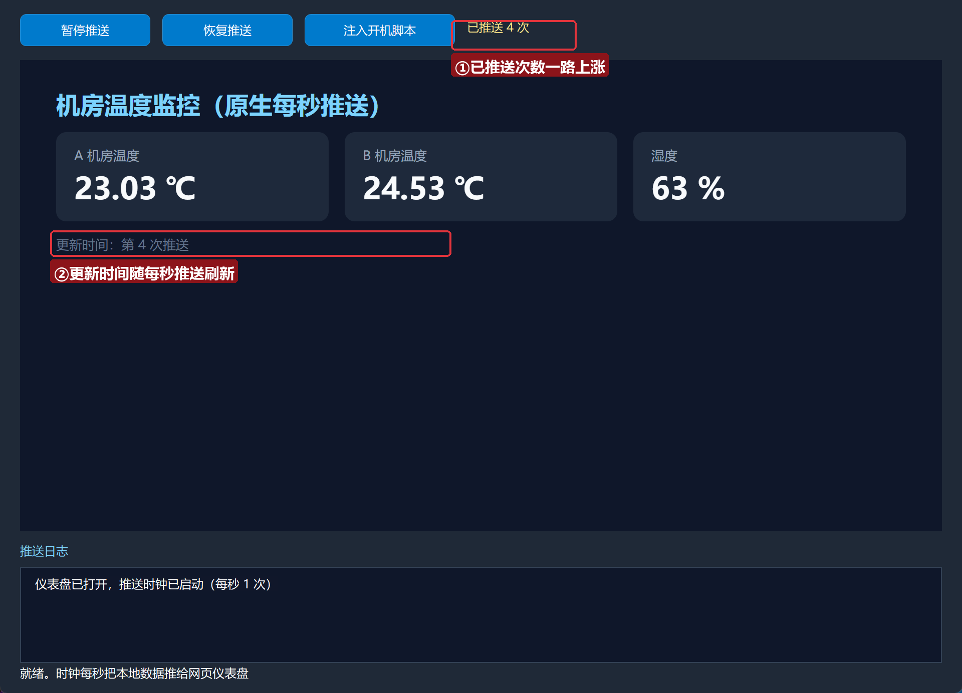运行-每秒推送