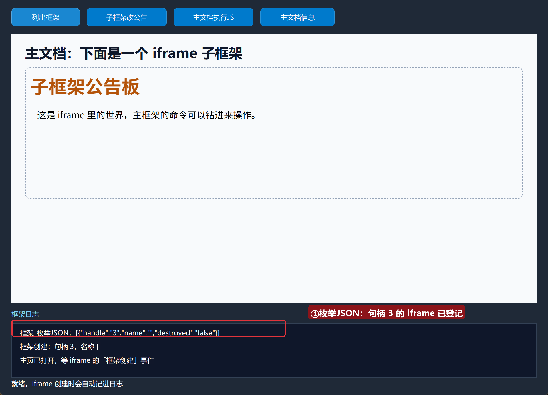 运行-列出框架